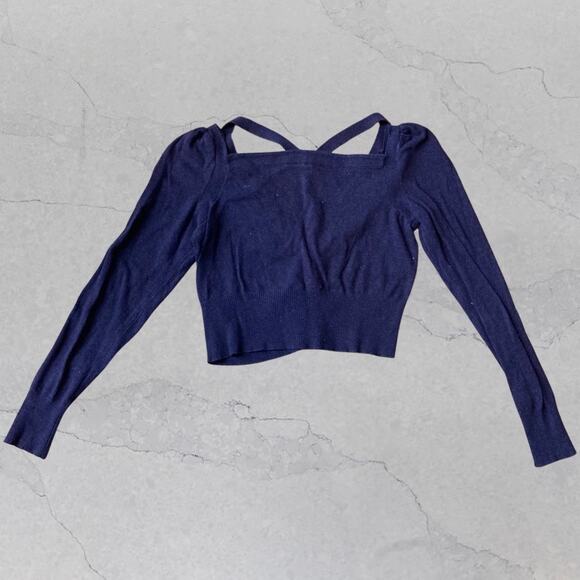 Purple cardigan with strappy back Moth Anthropologie preppy dark academia - Picture 3 of 4